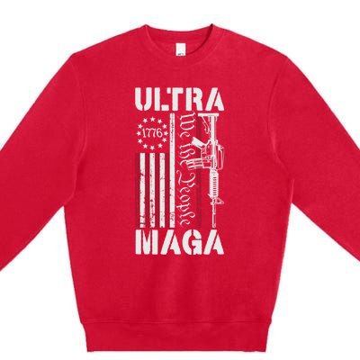 Ultra Maga 2024 American Flag Anti Joe Biden Ultra Maga Premium Crewneck Sweatshirt