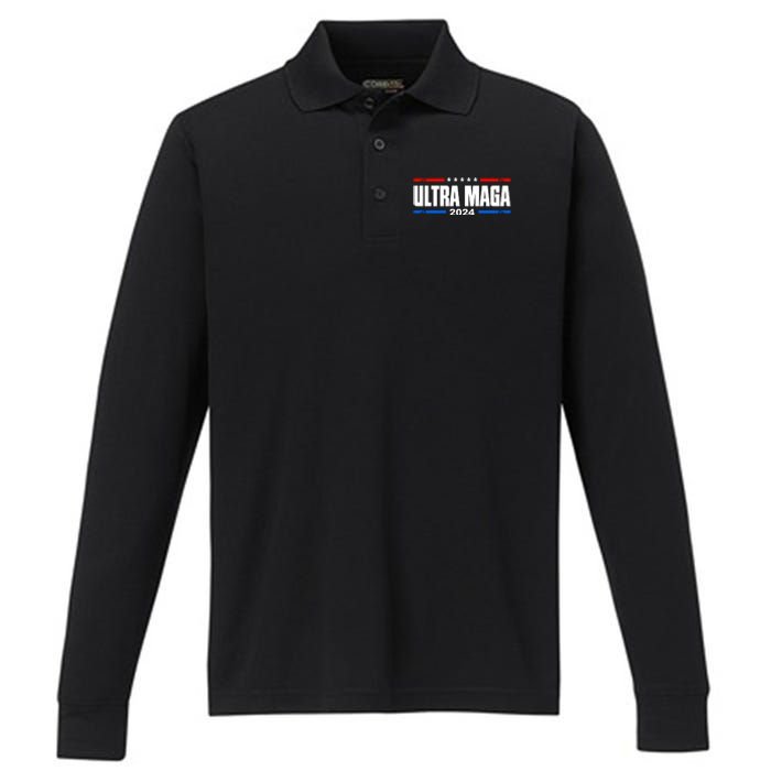 Ultra Maga 2024 Felon Conviction Performance Long Sleeve Polo