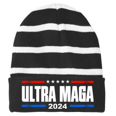 Ultra Maga 2024 Felon Conviction Striped Beanie with Solid Band