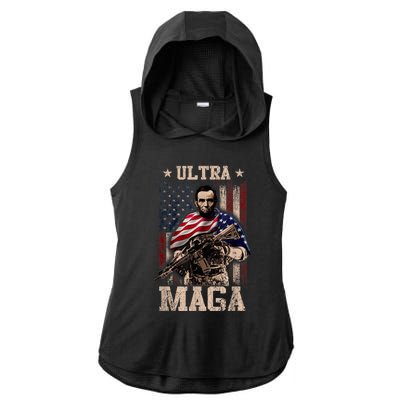 Ultra Maga 4th Of July Abraham Lincoln Gun 2nd Amendment Ladies PosiCharge Tri-Blend Wicking Draft Hoodie Tank