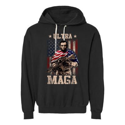 Ultra Maga 4th Of July Abraham Lincoln Gun 2nd Amendment Garment-Dyed Fleece Hoodie