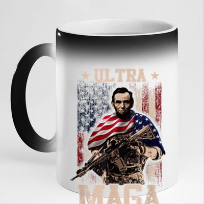 Ultra Maga 4th Of July Abraham Lincoln Gun 2nd Amendment 11oz Black Color Changing Mug