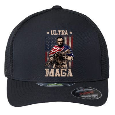 Ultra Maga 4th Of July Abraham Lincoln Gun 2nd Amendment Flexfit Unipanel Trucker Cap