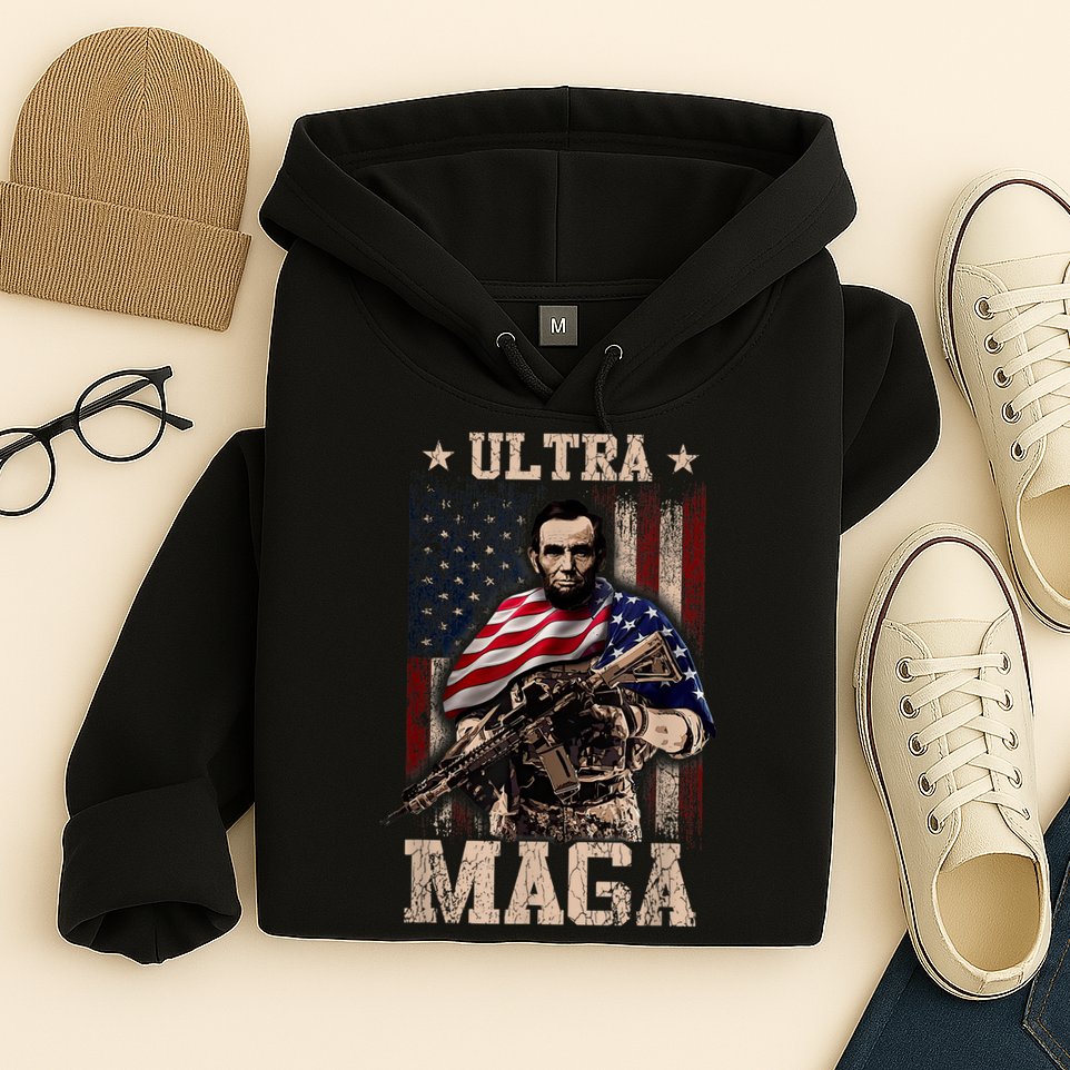 Ultra Maga 4th Of July Abraham Lincoln Gun 2nd Amendment Hoodie