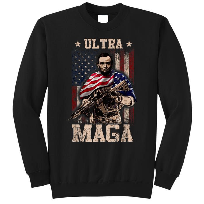 Ultra Maga 4th Of July Abraham Lincoln Gun 2nd Amendment Sweatshirt