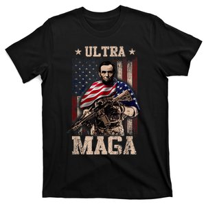 Ultra Maga 4th Of July Abraham Lincoln Gun 2nd Amendment T-Shirt