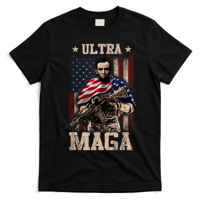 Ultra Maga 4th Of July Abraham Lincoln Gun 2nd Amendment T-Shirt