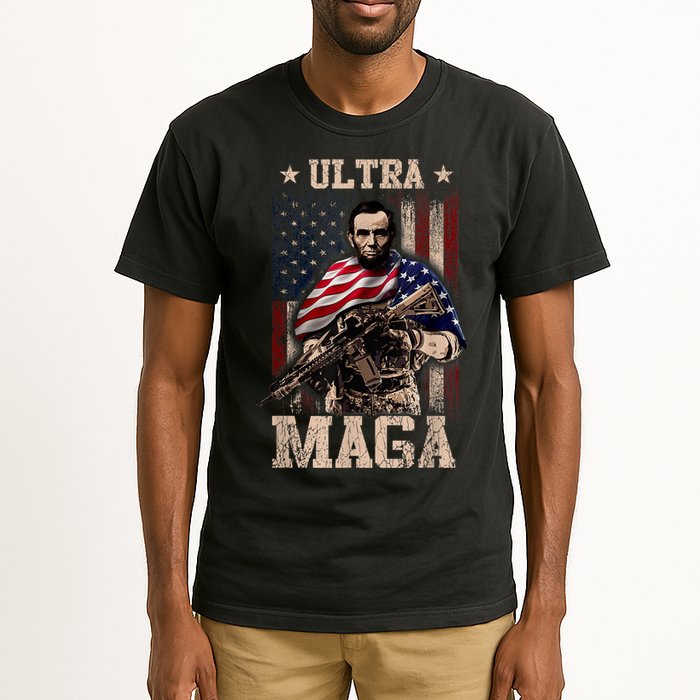 Ultra Maga 4th Of July Abraham Lincoln Gun 2nd Amendment Tall T-Shirt