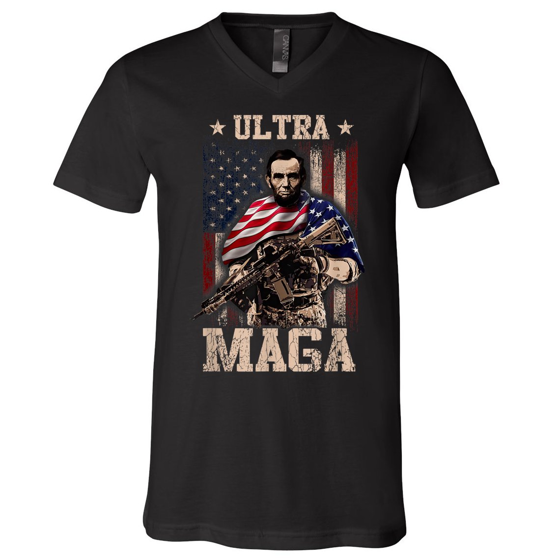 Ultra Maga 4th Of July Abraham Lincoln Gun 2nd Amendment V-Neck T-Shirt