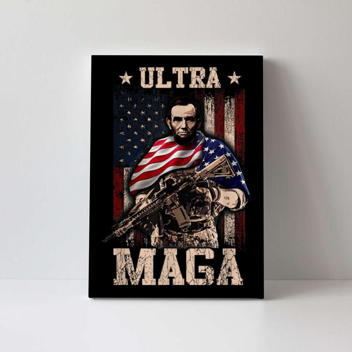 Ultra Maga 4th Of July Abraham Lincoln Gun 2nd Amendment Canvas