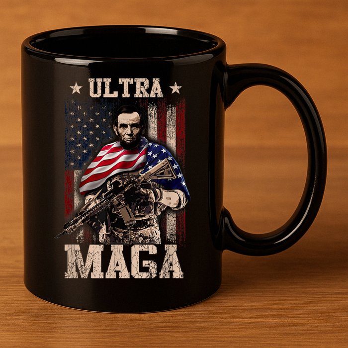 Ultra Maga 4th Of July Abraham Lincoln Gun 2nd Amendment 11oz C Handle Ceramic Mug
