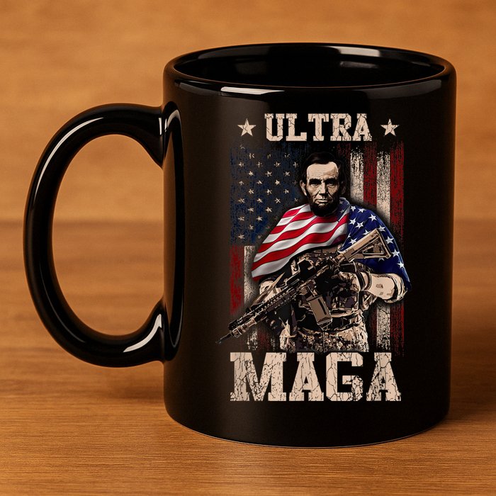 Ultra Maga 4th Of July Abraham Lincoln Gun 2nd Amendment 11oz C Handle Ceramic Mug
