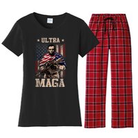 Ultra Maga 4th Of July Abraham Lincoln Gun 2nd Amendment Women's Flannel Pajama Set