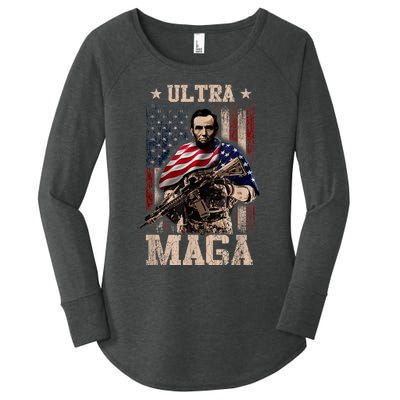 Ultra Maga 4th Of July Abraham Lincoln Gun 2nd Amendment Women's Perfect Tri Tunic Long Sleeve Shirt