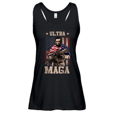 Ultra Maga 4th Of July Abraham Lincoln Gun 2nd Amendment Ladies Essential Flowy Tank