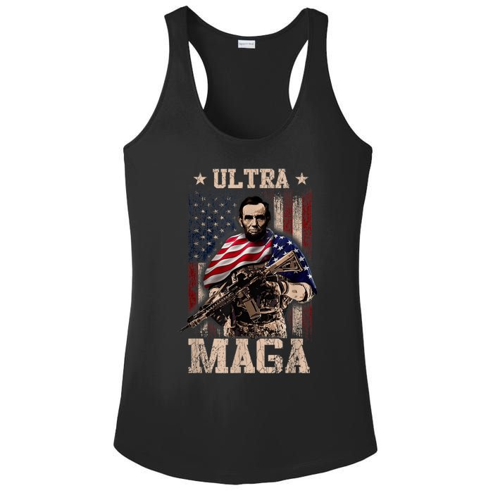 Ultra Maga 4th Of July Abraham Lincoln Gun 2nd Amendment Ladies PosiCharge Competitor Racerback Tank