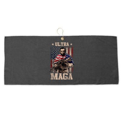 Ultra Maga 4th Of July Abraham Lincoln Gun 2nd Amendment Large Microfiber Waffle Golf Towel