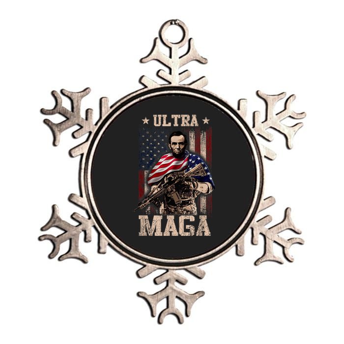 Ultra Maga 4th Of July Abraham Lincoln Gun 2nd Amendment Metallic Star Ornament