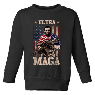 Ultra Maga 4th Of July Abraham Lincoln Gun 2nd Amendment Toddler Sweatshirt