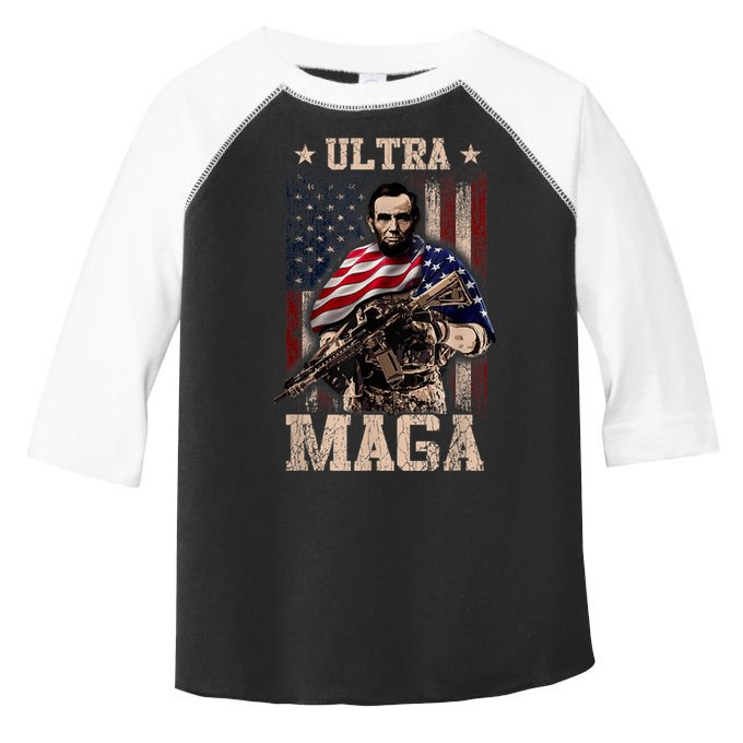 Ultra Maga 4th Of July Abraham Lincoln Gun 2nd Amendment Toddler Fine Jersey T-Shirt