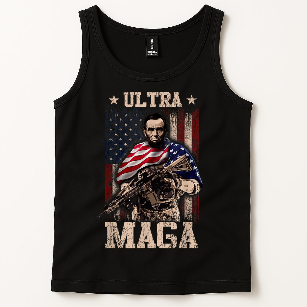 Ultra Maga 4th Of July Abraham Lincoln Gun 2nd Amendment Tank Top