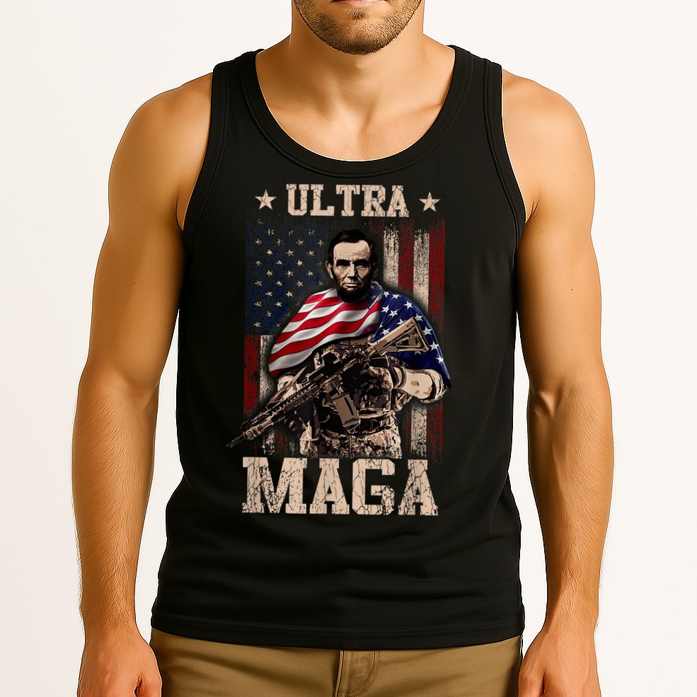 Ultra Maga 4th Of July Abraham Lincoln Gun 2nd Amendment Tank Top