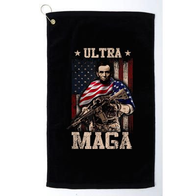 Ultra Maga 4th Of July Abraham Lincoln Gun 2nd Amendment Platinum Collection Golf Towel