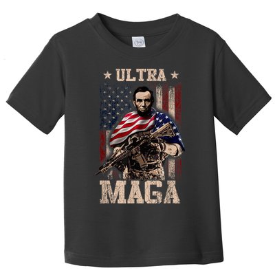 Ultra Maga 4th Of July Abraham Lincoln Gun 2nd Amendment Toddler T-Shirt