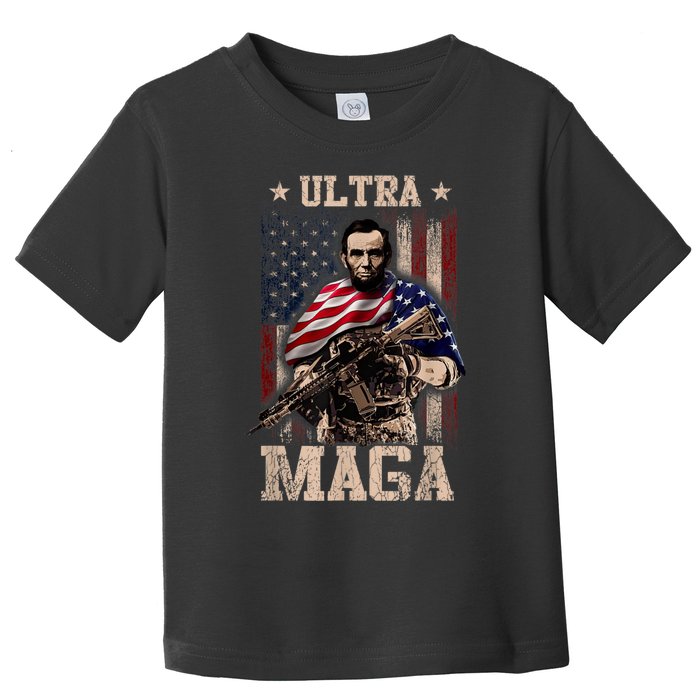 Ultra Maga 4th Of July Abraham Lincoln Gun 2nd Amendment Toddler T-Shirt