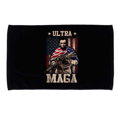 Ultra Maga 4th Of July Abraham Lincoln Gun 2nd Amendment Microfiber Hand Towel