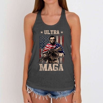 Ultra Maga 4th Of July Abraham Lincoln Gun 2nd Amendment Women's Knotted Racerback Tank