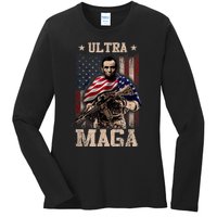 Ultra Maga 4th Of July Abraham Lincoln Gun 2nd Amendment Ladies Long Sleeve Shirt