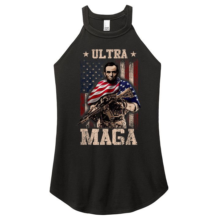 Ultra Maga 4th Of July Abraham Lincoln Gun 2nd Amendment Women's Perfect Tri Rocker Tank