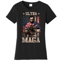 Ultra Maga 4th Of July Abraham Lincoln Gun 2nd Amendment Women's T-Shirt