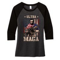 Ultra Maga 4th Of July Abraham Lincoln Gun 2nd Amendment Women's Tri-Blend 3/4-Sleeve Raglan Shirt