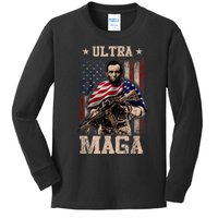 Ultra Maga 4th Of July Abraham Lincoln Gun 2nd Amendment Kids Long Sleeve Shirt