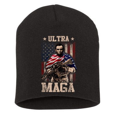 Ultra Maga 4th Of July Abraham Lincoln Gun 2nd Amendment Short Acrylic Beanie