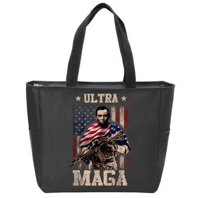 Ultra Maga 4th Of July Abraham Lincoln Gun 2nd Amendment Zip Tote Bag