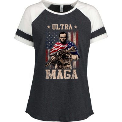 Ultra Maga 4th Of July Abraham Lincoln Gun 2nd Amendment Enza Ladies Jersey Colorblock Tee