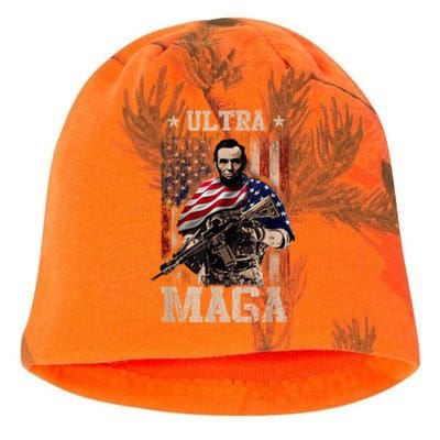 Ultra Maga 4th Of July Abraham Lincoln Gun 2nd Amendment Kati - Camo Knit Beanie