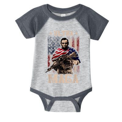 Ultra Maga 4th Of July Abraham Lincoln Gun 2nd Amendment Infant Baby Jersey Bodysuit