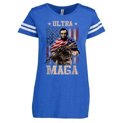 Ultra Maga 4th Of July Abraham Lincoln Gun 2nd Amendment Enza Ladies Jersey Football T-Shirt