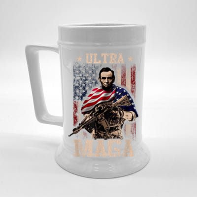 Ultra Maga 4th Of July Abraham Lincoln Gun 2nd Amendment Beer Stein