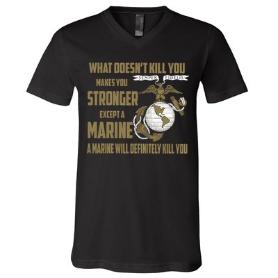 Marine What Doesn't Kill You Makes Your Stronger US V-Neck T-Shirt