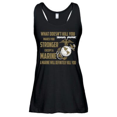 Marine What Doesn't Kill You Makes Your Stronger US Ladies Essential Flowy Tank