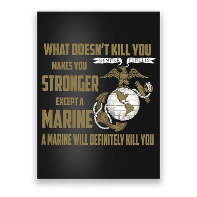 Marine What Doesn't Kill You Makes Your Stronger US Poster