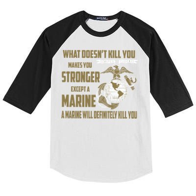 Marine What Doesn't Kill You Makes Your Stronger US Kids Colorblock Raglan Jersey