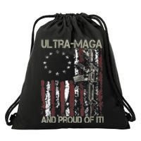 Ultra MAGA And Proud Of It Gun USA Flag Patriots Drawstring Bag