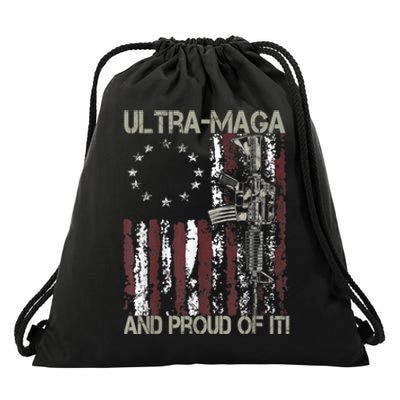 Ultra MAGA And Proud Of It Gun USA Flag Patriots Drawstring Bag