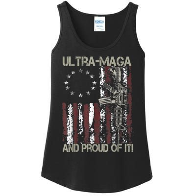 Ultra MAGA And Proud Of It Gun USA Flag Patriots Ladies Essential Tank